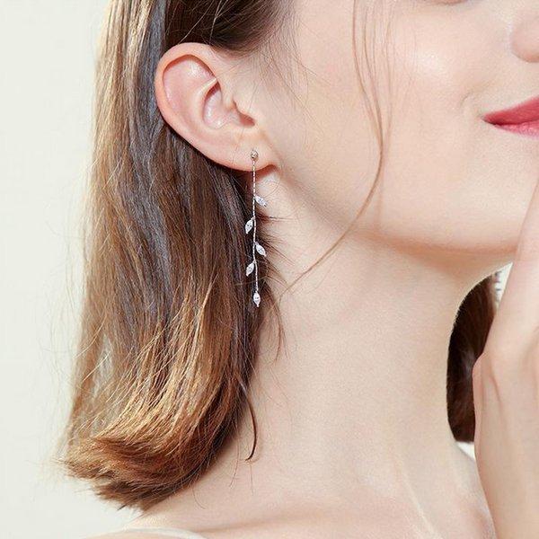 LUPIS（ルピス） ピアス チェーン ロングピアス リーフ ストーン 華奢