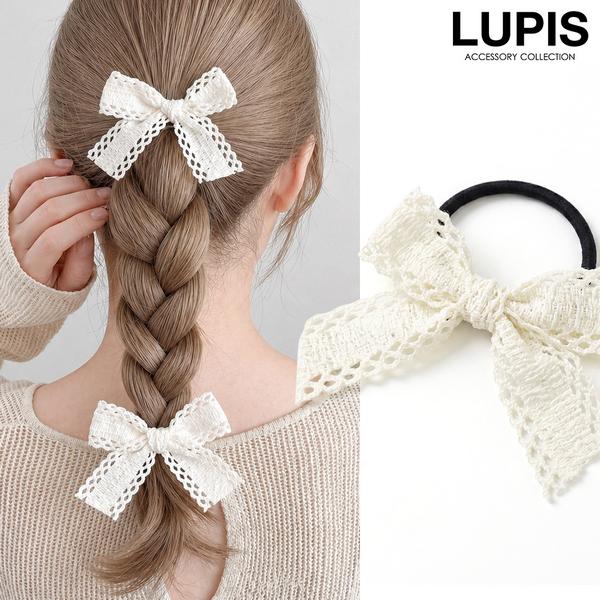 LUPIS（ルピス） ヘアゴム ヘアアクセサリー リボン レース コットン