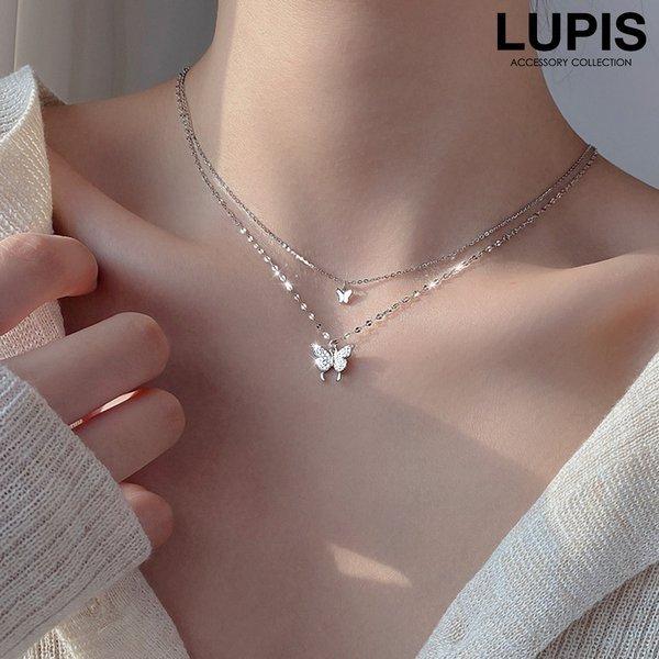 LUPIS（ルピス） ネックレス レディース バタフライ レイヤード 2連