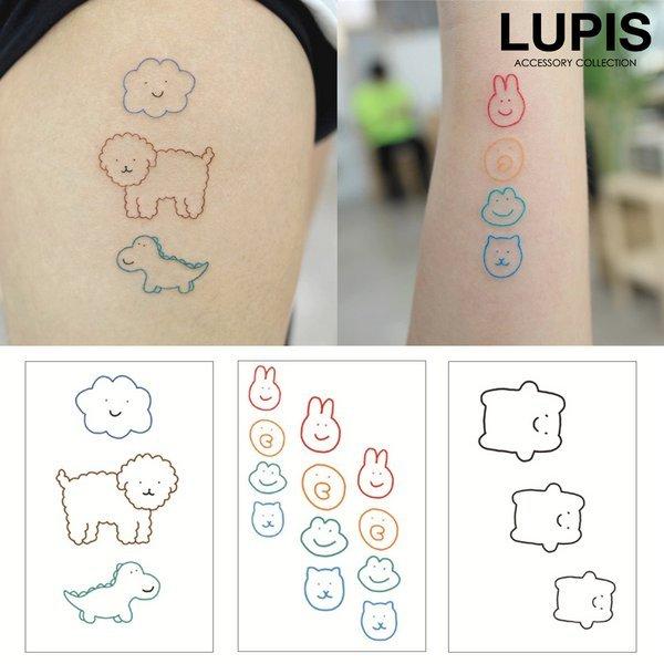 タトゥーシール レディース アニマル ゆるかわ かわいい カラー 線画 おしゃれ ルピス 22春夏新色
