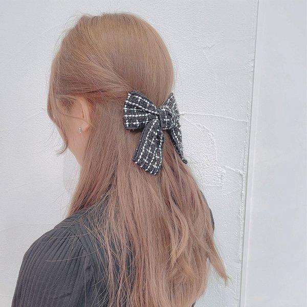 LUPIS（ルピス） バレッタ リボン ツイード ヘアアクセサリー