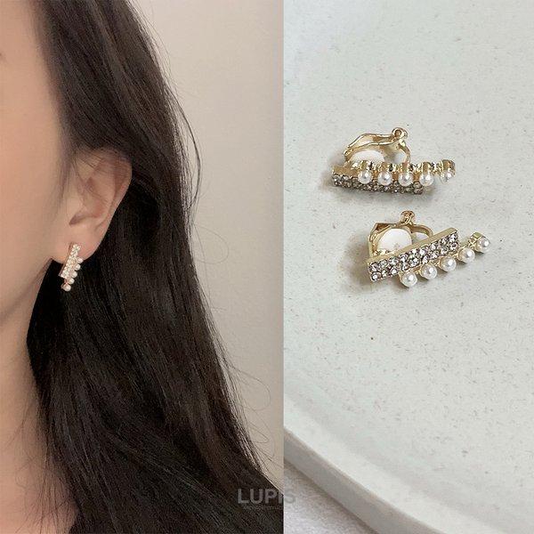 LUPIS（ルピス） イヤリング パール ストーン バー シンプル 大人 上品