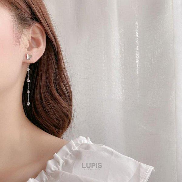 LUPIS（ルピス） ピアス レディース バタフライ ビーズチェーン ロング