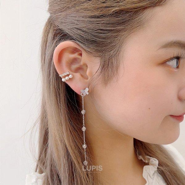 LUPIS（ルピス） ピアス レディース バタフライ ビーズチェーン ロング