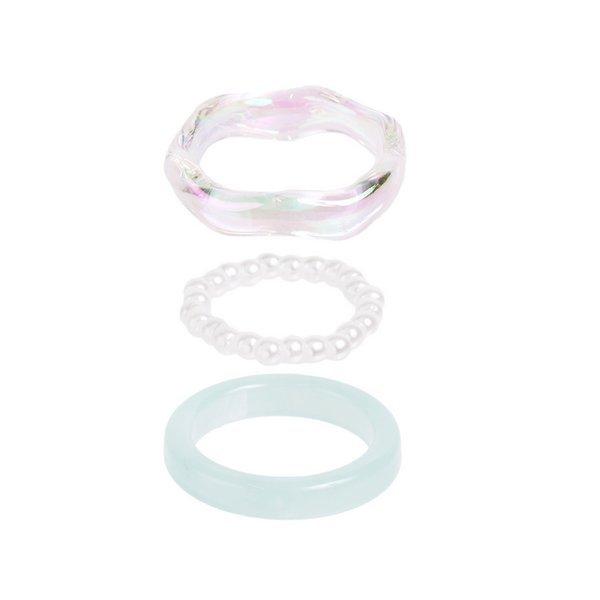 【printemps】ガラスリング　２個セット　クリア　オーロラ LUPIS（ルピス） 指輪 リング セットリング セット オーロラ 透明