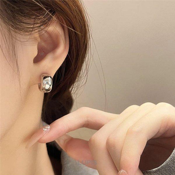 ピアス フープピアス カーブ レディース メタル シンプル 小ぶり