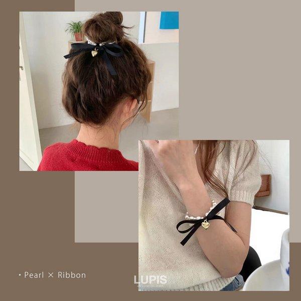LUPIS（ルピス） ヘアゴム パール リボン ヘアアクセサリー ハート