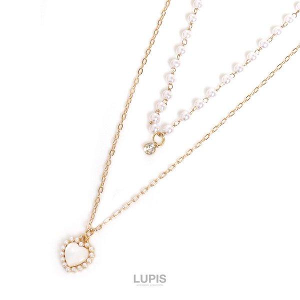 LUPIS（ルピス） ネックレス レディース パール チェーン ハート 2連