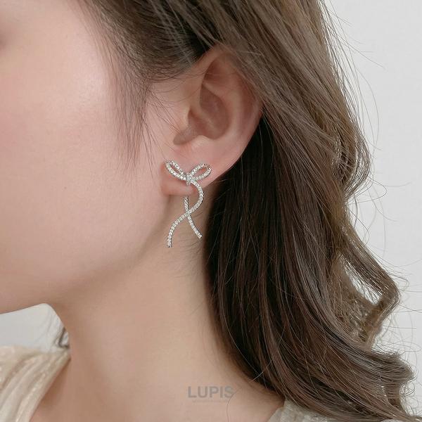 LUPIS ルピス ピアス リボン キラキラ パヴェ バックキャッチ 上品 華やか 可憐 かわいい ガーリー 大人っぽ 韓国 韓国っぽ LUPIS Yahoo 店 - 通販 - Yahoo ショッピング