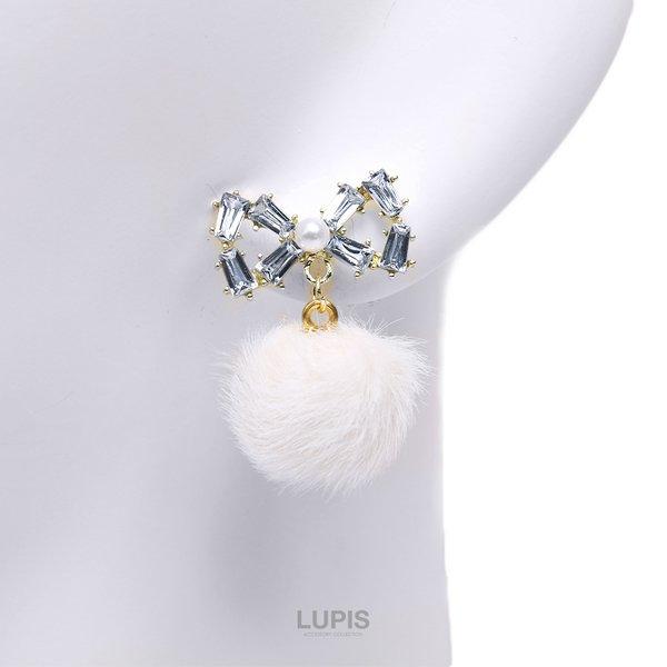 LUPIS ピアス レディース ファー リボン ビジュー 秋冬 ガーリー 
