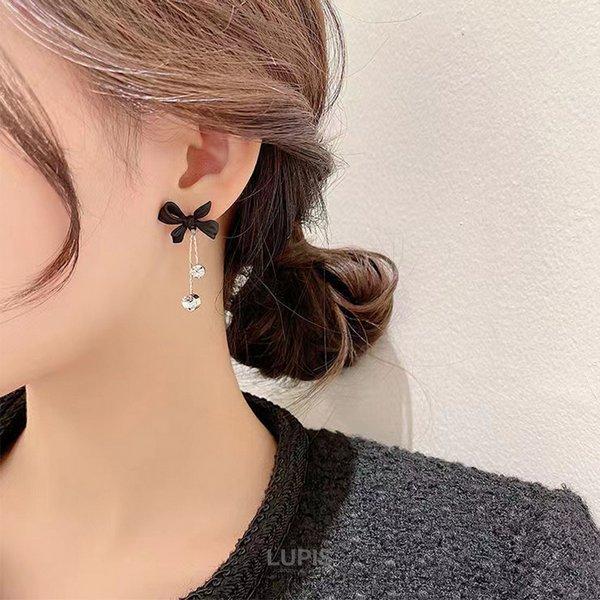 LUPIS ピアス レディース リボン モノトーン ガーリー シック 大人っぽ 