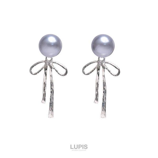 LUPIS（ルピス） ピアス レディース リボン パール グレーパール 上品