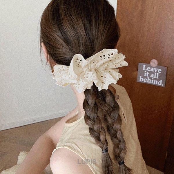 LUPIS（ルピス） シュシュ ヘアゴム ヘアアクセサリー コットン レース