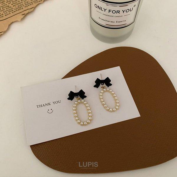 LUPIS（ルピス） ピアス レディース リボン パール オーバル フレンチ