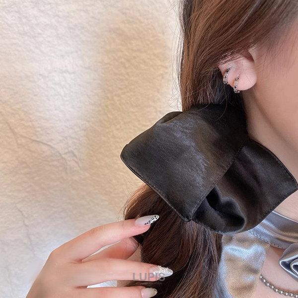 LUPIS（ルピス） ヘアアクセサリー シュシュ 大きめ 黒 フリル