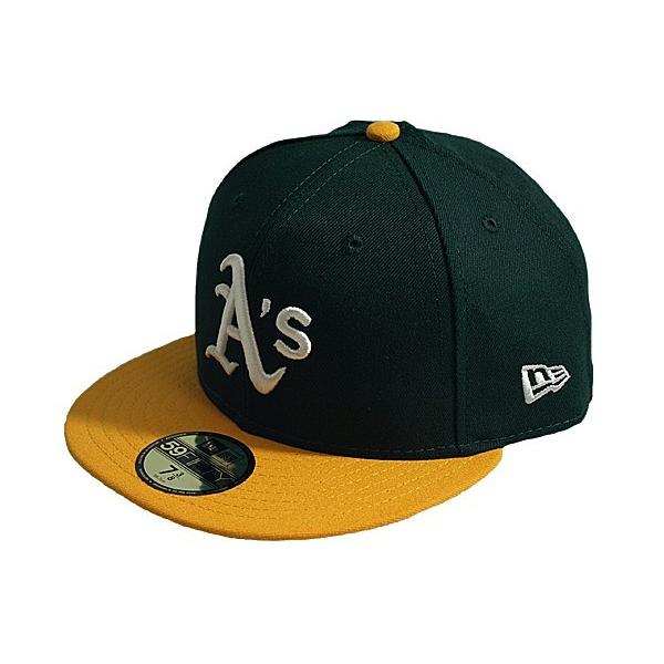 ニューエラ NEW ERA オーセンティックオンフィールドキャップ 帽子 59FIFTY オークランド アスレチックス グリーンイエロー 7 3/8サイズ｜lupo-tff