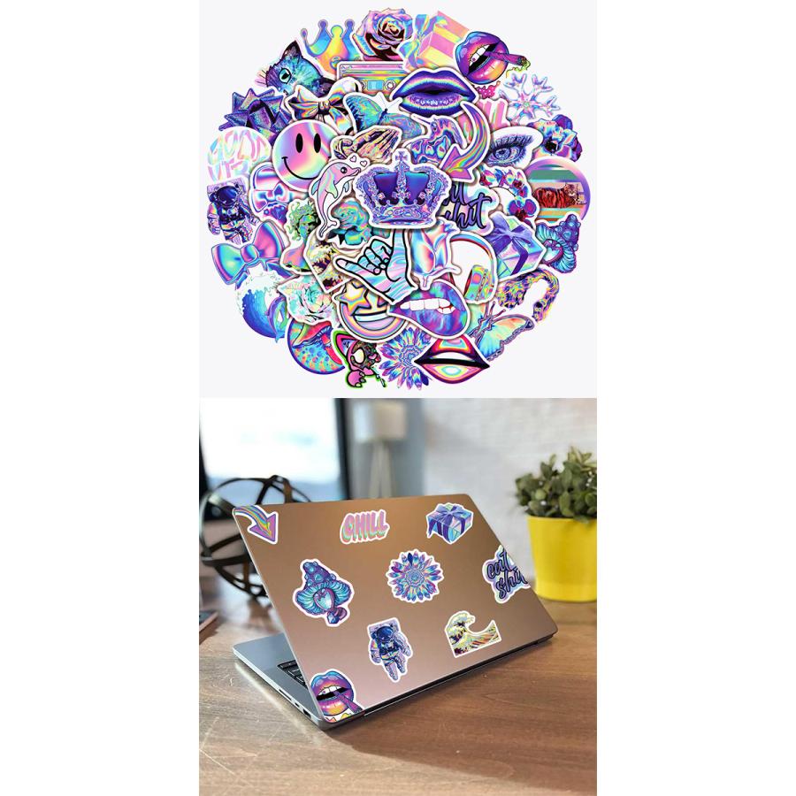 オーロラ ステッカー 50枚セット PVC 防水 シール アーク ホログラム レインボー 虹色 カラフル スーツケース MacBook  :aurora-st50-01:LUPO 通販 