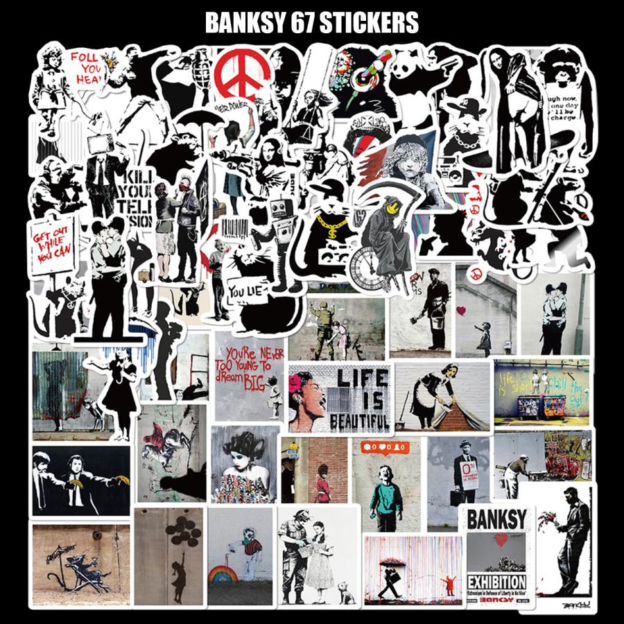 BANKSY バンクシー ステッカー 67枚セット PVC 防水 シール アーティスト 路上芸術家 ストリート グラフィティ アート イラスト 芸術 画家 スーツケース の商品画像