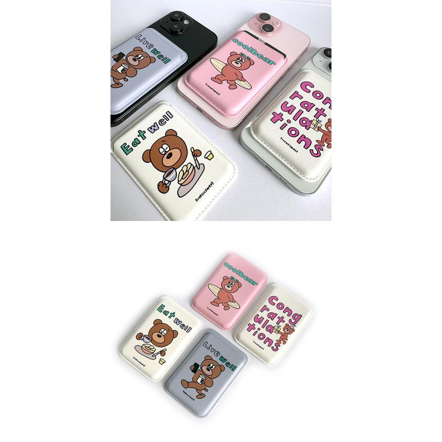MagSafe対応 iPhone クマ カードホルダー 磁気 外付け カードケース