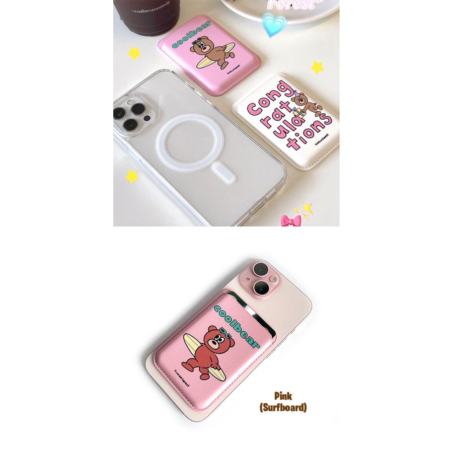 クマデザイン iPhoneケース マグセーフ対応 14promax MagSafe対応 iPhone クマ カードホルダー 磁気 外付け カードケース