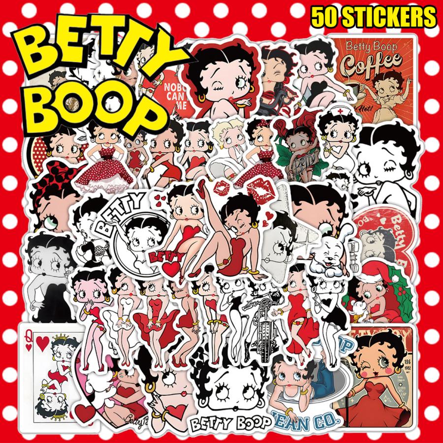 Betty Boop ステッカー 50枚セット PVC 防水 シール 大量 ベティちゃん