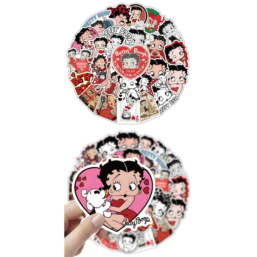 Betty Boop ステッカー 50枚セット PVC 防水 シール 大量 ベティちゃん