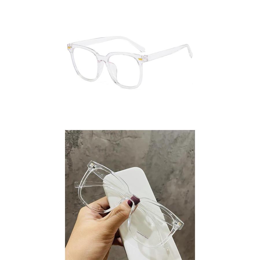 ビッグフレーム 伊達メガネ 全5色 ブルーライトカット UVカット 透明 クリア フレーム だてめがね PCメガネ 大きめ おしゃれ めがね 眼鏡 サングラス | ブランド登録なし | 18