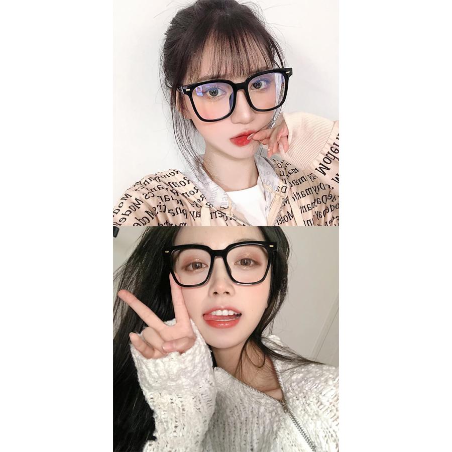 伊達メガネ ブラック ビッグフレーム ブルーライトカット クリアメガネ ビッグフレーム 伊達メガネ 全5色 ブルーライトカット UVカット