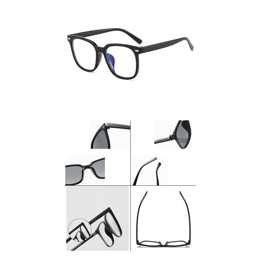 ビッグフレーム 伊達メガネ 全5色 ブルーライトカット UVカット