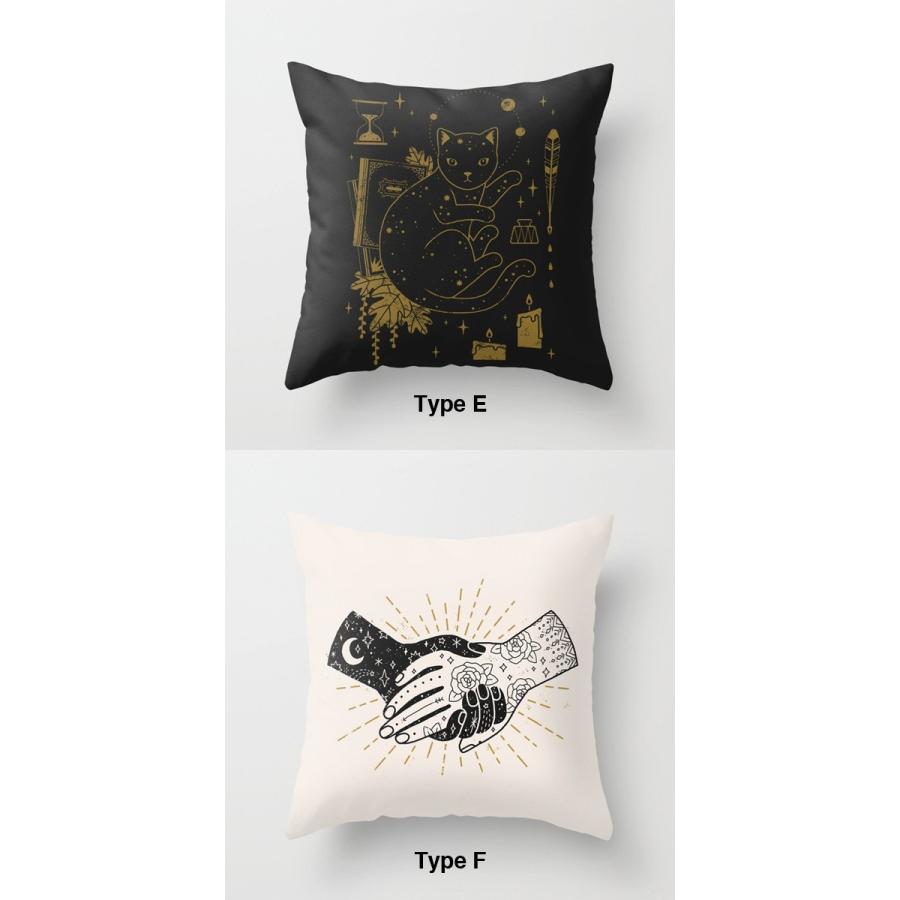 SALE 黒魔術モチーフ クッションカバー 45×45cm 全7種 ピーチスキン