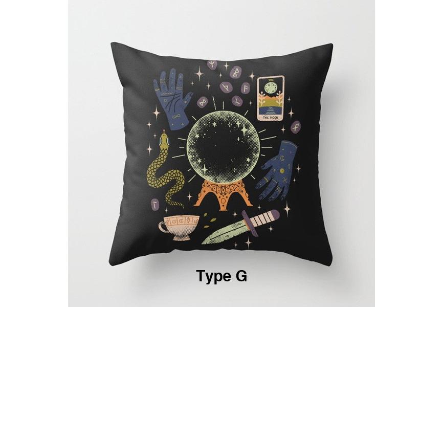 SALE 黒魔術モチーフ クッションカバー 45×45cm 全7種 ピーチスキン