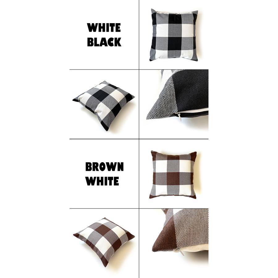 ブロックチェック クッションカバー 45×45cm 全4色 リネン