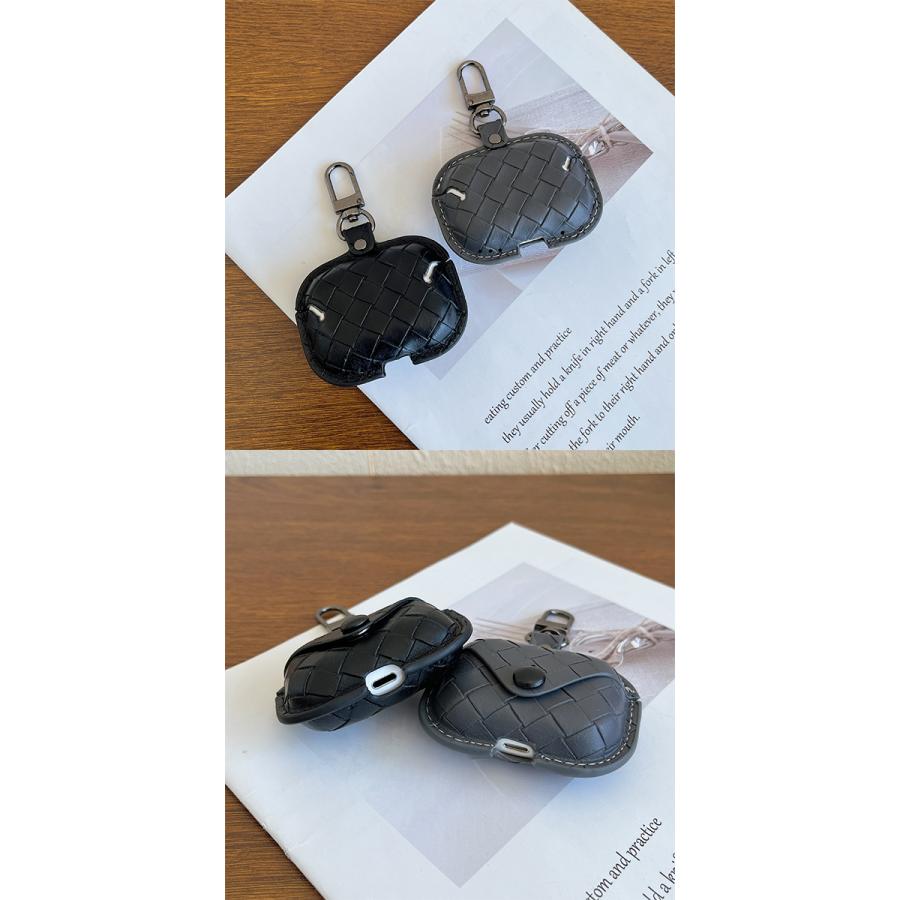 編み込み レザー AirPods Pro 第3世代 第4世代 ケース カラビナ付き