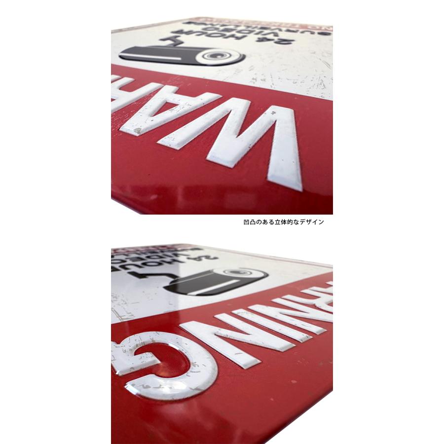 防犯カメラ ブリキ看板 20cm×30cm 監視カメラ セキュリティ アメリカン