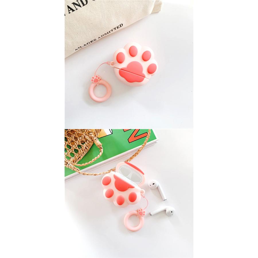 ネコ 肉球 AirPodsケース 第3世代 AirPods Proケース 専用ストラップ