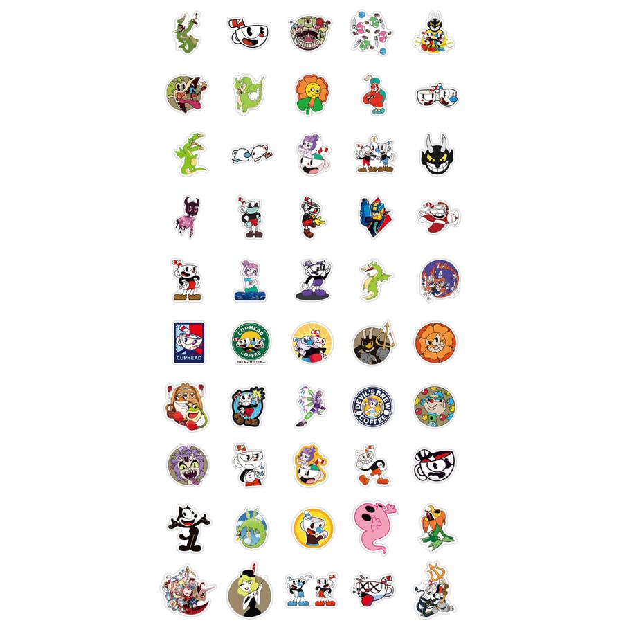 HEAD　ヘッド　ステッカー カップヘッド ステッカー 50枚セット PVC 防水 シール CUPHEAD レトロ