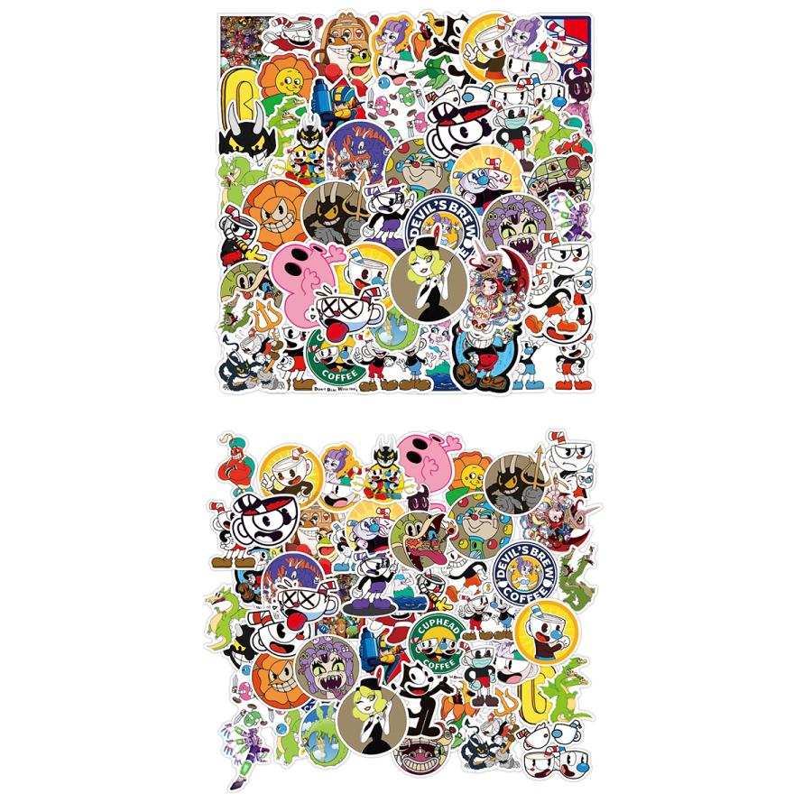カップヘッド ステッカー 50枚セット PVC 防水 シール CUPHEAD レトロ