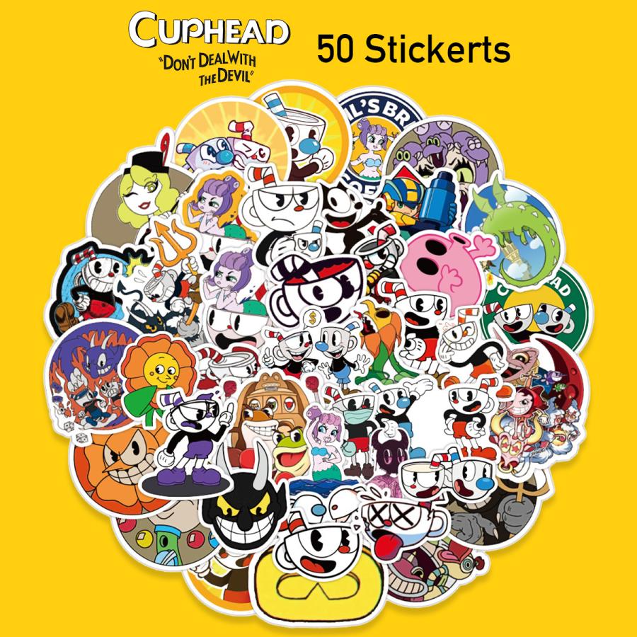カップヘッド ステッカー 50枚セット PVC 防水 シール CUPHEAD レトロ