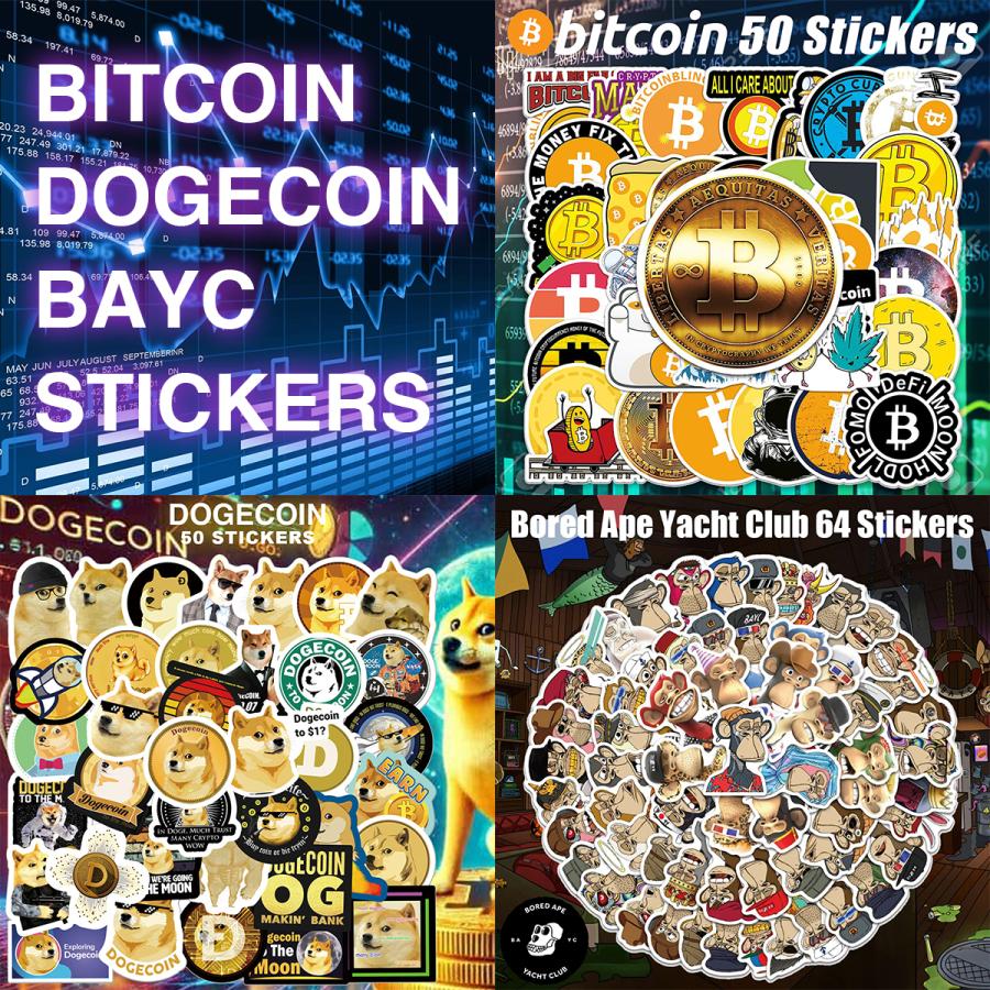 ビットコイン ドージコイン BAYC ステッカー 50枚セット PVC 防水 シール 柴犬 キャラクター 仮想通貨 Bitcoin Doge coin  投資 イーロンマスク アルトコイン NFT : LUPO - 通販 - Yahoo!ショッピング