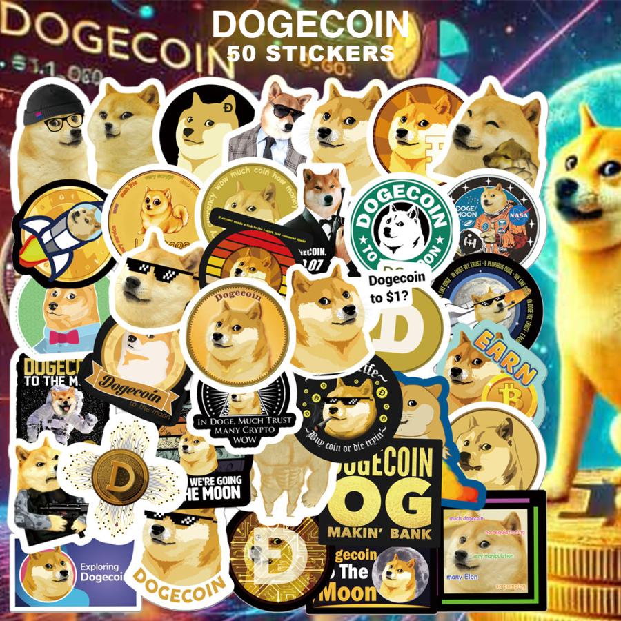 ビットコイン ドージコイン BAYC ステッカー 50枚セット PVC 防水 シール 柴犬 キャラクター 仮想通貨 Bitcoin Doge coin  投資 イーロンマスク アルトコイン NFT