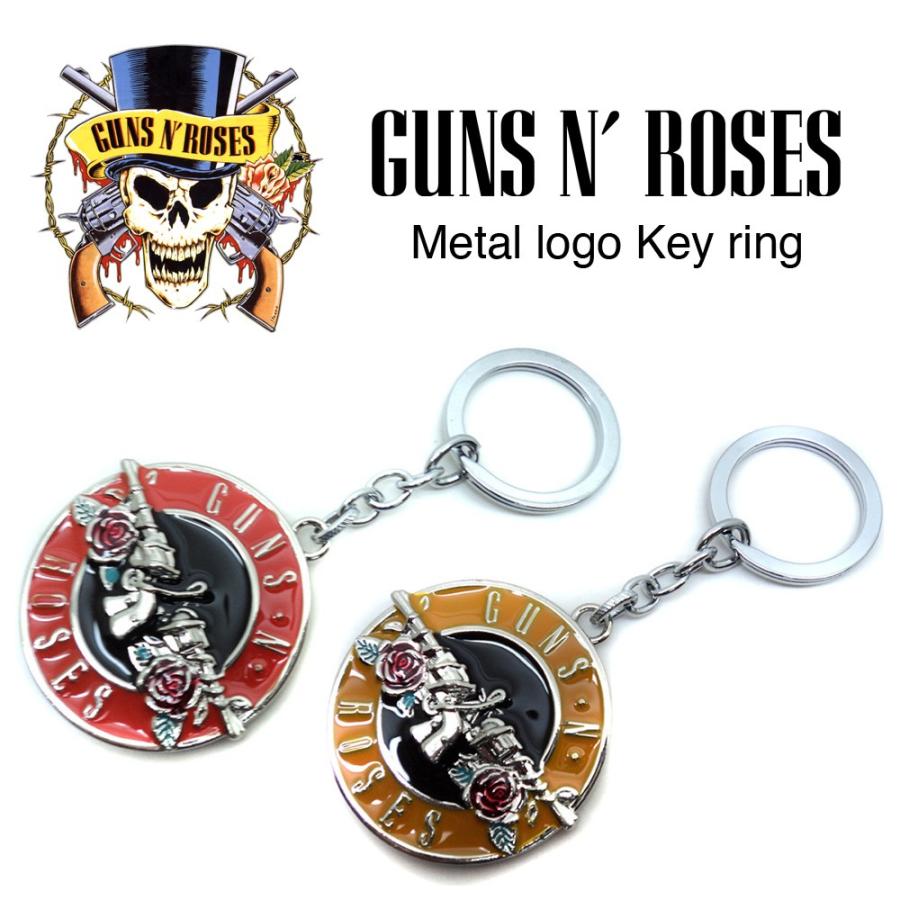 GUNS N' ROSES ロゴ キーホルダー メダル型 ガンズ アンド ローゼズ キーリング キーチェーン アクセサリー ファッション小物｜lupo
