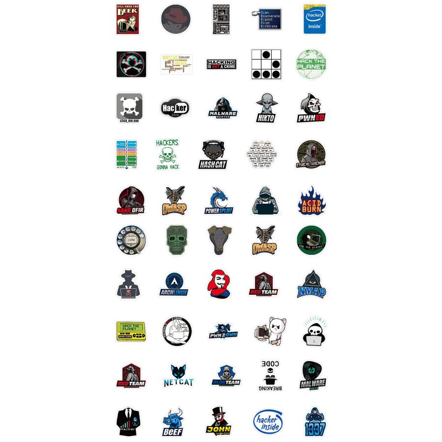 IT パソコン用語 ハッカー ステッカー 50枚セット PVC 防水 シール Hacker クラッカー ハッキング アノニマス コンピュータ インターネット 不正アクセス | ブランド登録なし | 09