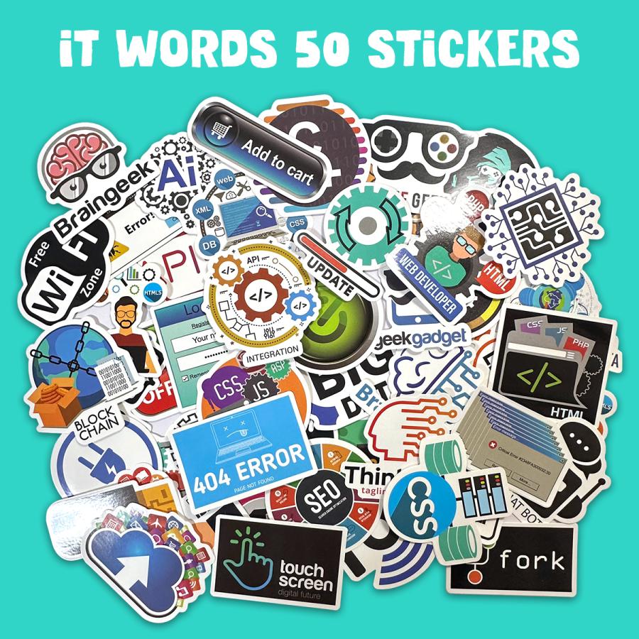 IT パソコン用語 ハッカー ステッカー 50枚セット PVC 防水 シール Hacker クラッカー ハッキング アノニマス コンピュータ インターネット 不正アクセス | ブランド登録なし | 03