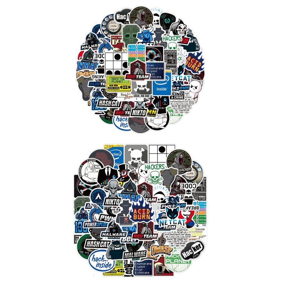 IT パソコン用語 ハッカー ステッカー 50枚セット PVC 防水 シール Hacker クラッカー ハッキング アノニマス コンピュータ インターネット 不正アクセス | ブランド登録なし | 10