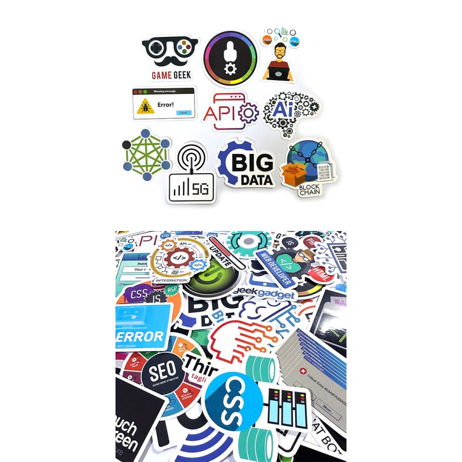 IT パソコン用語 ハッカー ステッカー 50枚セット PVC 防水 シール Hacker クラッカー ハッキング アノニマス コンピュータ インターネット 不正アクセス | ブランド登録なし | 06