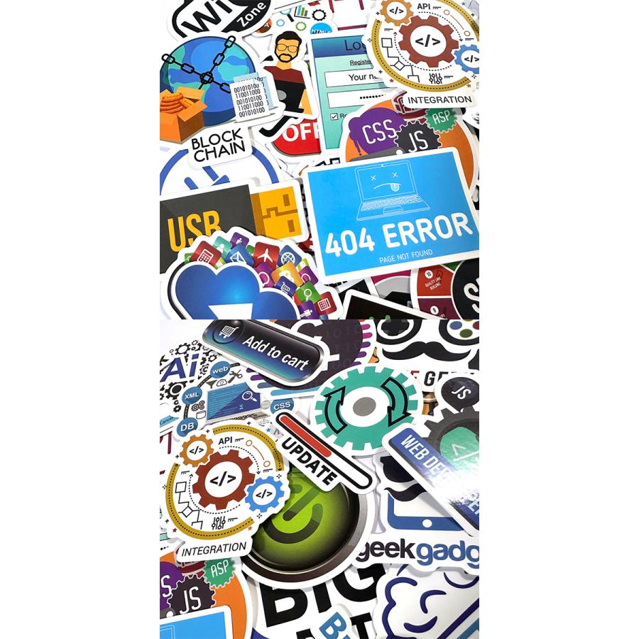 IT パソコン用語 ハッカー ステッカー 50枚セット PVC 防水 シール Hacker クラッカー ハッキング アノニマス コンピュータ インターネット 不正アクセス | ブランド登録なし | 07