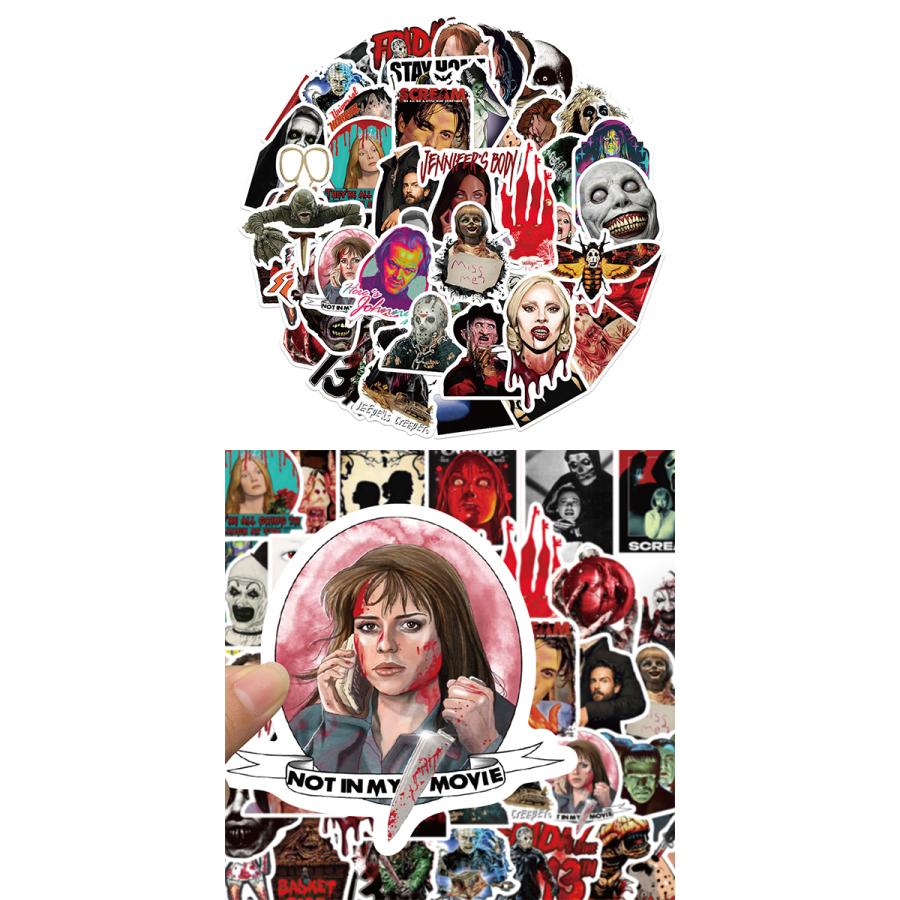 Poltergeist そう シール ステッカー 50枚 ステッカー モノクロ ゴシック かっこいい 防水 耐水 シール