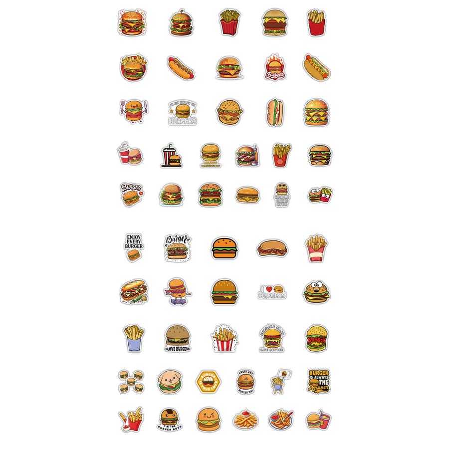 ハンバーガー ステッカー 54枚セット PVC 防水 シール ポテトフライ