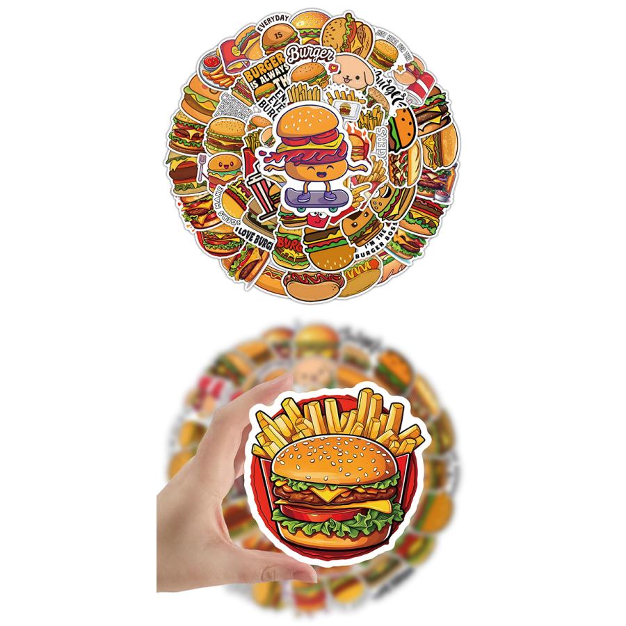 ハンバーガー ステッカー 54枚セット PVC 防水 シール ポテトフライ