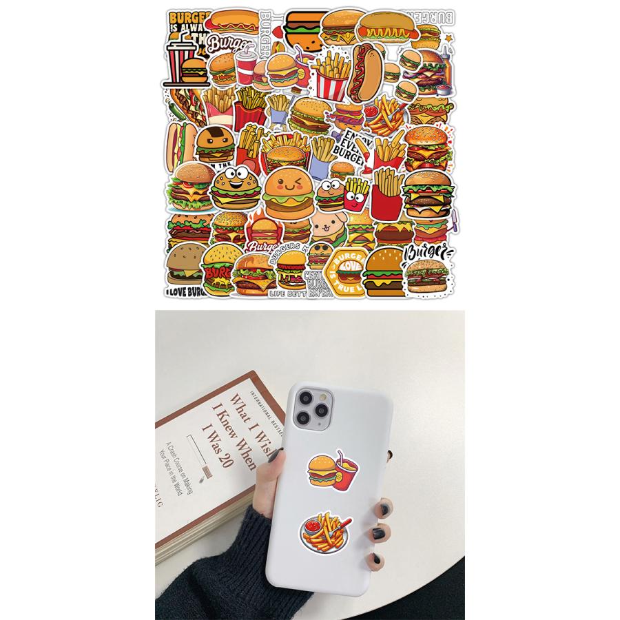 ハンバーガー ステッカー 54枚セット PVC 防水 シール ポテトフライ